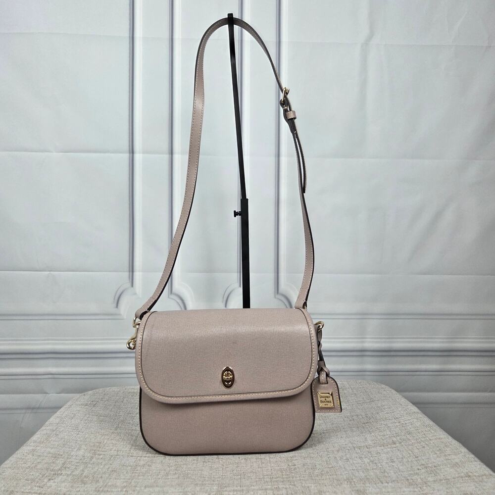 Dooney & Bourke Saffiano Leather Flap Saddle Crossbody Bag - Oyster